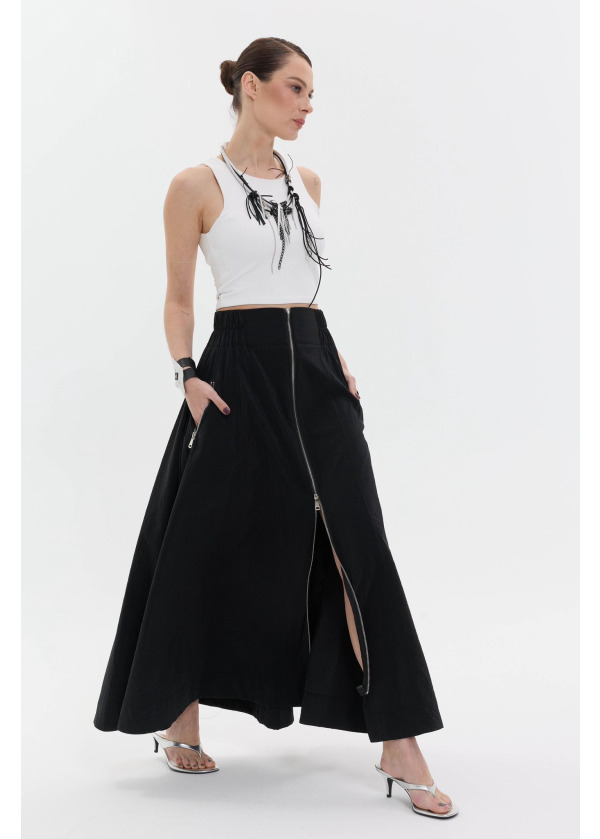 SİYAH PARAŞÜT KUMAŞ  ETEK 