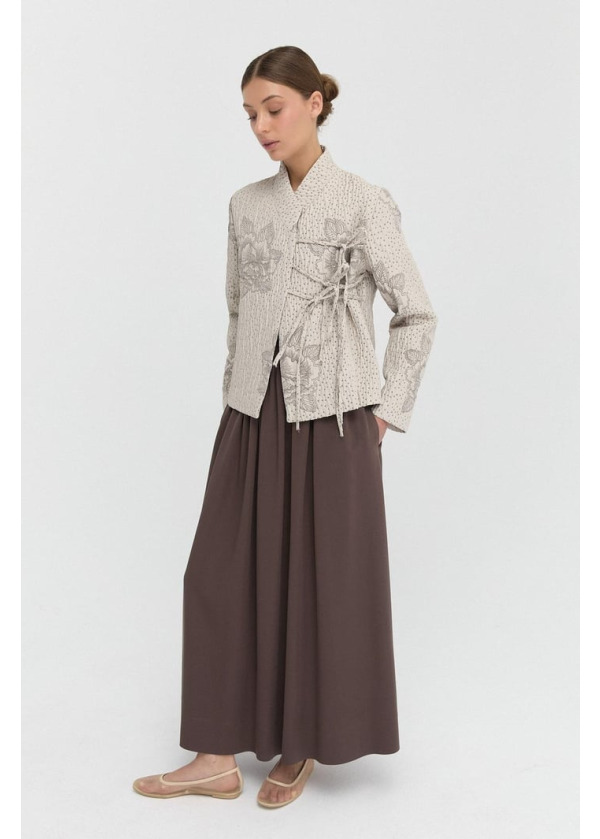 Kabartma Desenli İpli Kimono