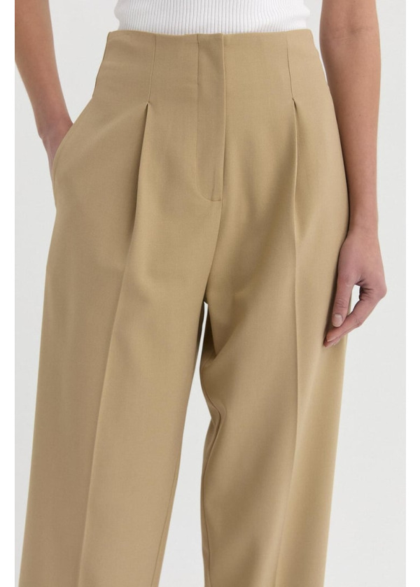 Pilili Dökümlü Pantolon/Vizon