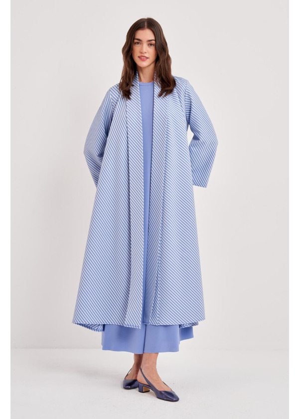 SİMLİ COTTON VİSCON LYCRA DİAGONAL ÇİZGİLİ ŞAL YAKA KAP