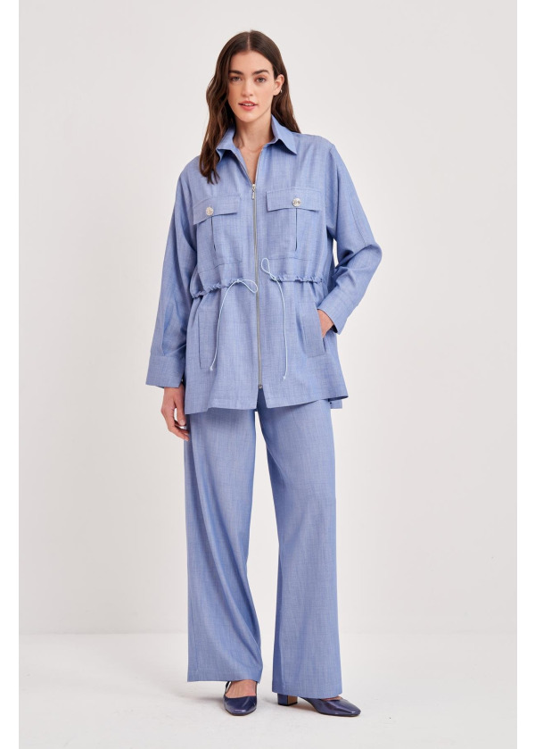 Tencel Viskon Beli Lastkli Yandan Cepli Pantolon