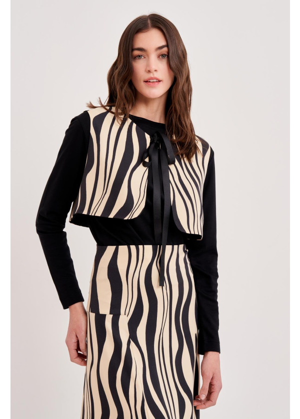 VİSCON LYRCA YAMUK ÇİZGİLİ GROGRENLİ YELEK